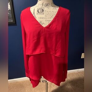WHBM raspberry pink long sleeved blouse